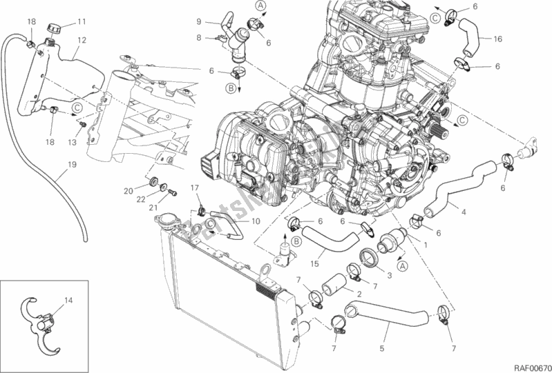 All parts for the Cooling Circuit of the Ducati Multistrada 950 S SW Brasil 2020